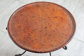 Vintage Leather Industrial Earth Indian Solid Metal Leather Coffee Table 52x52x51cm